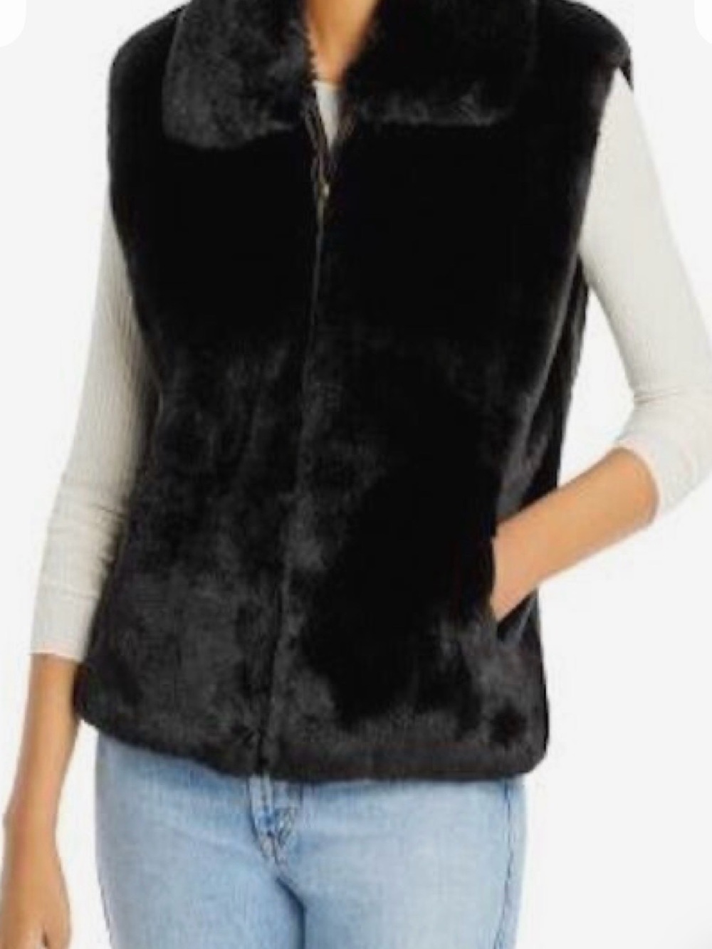 Theory Black Rabbit Fur Vest